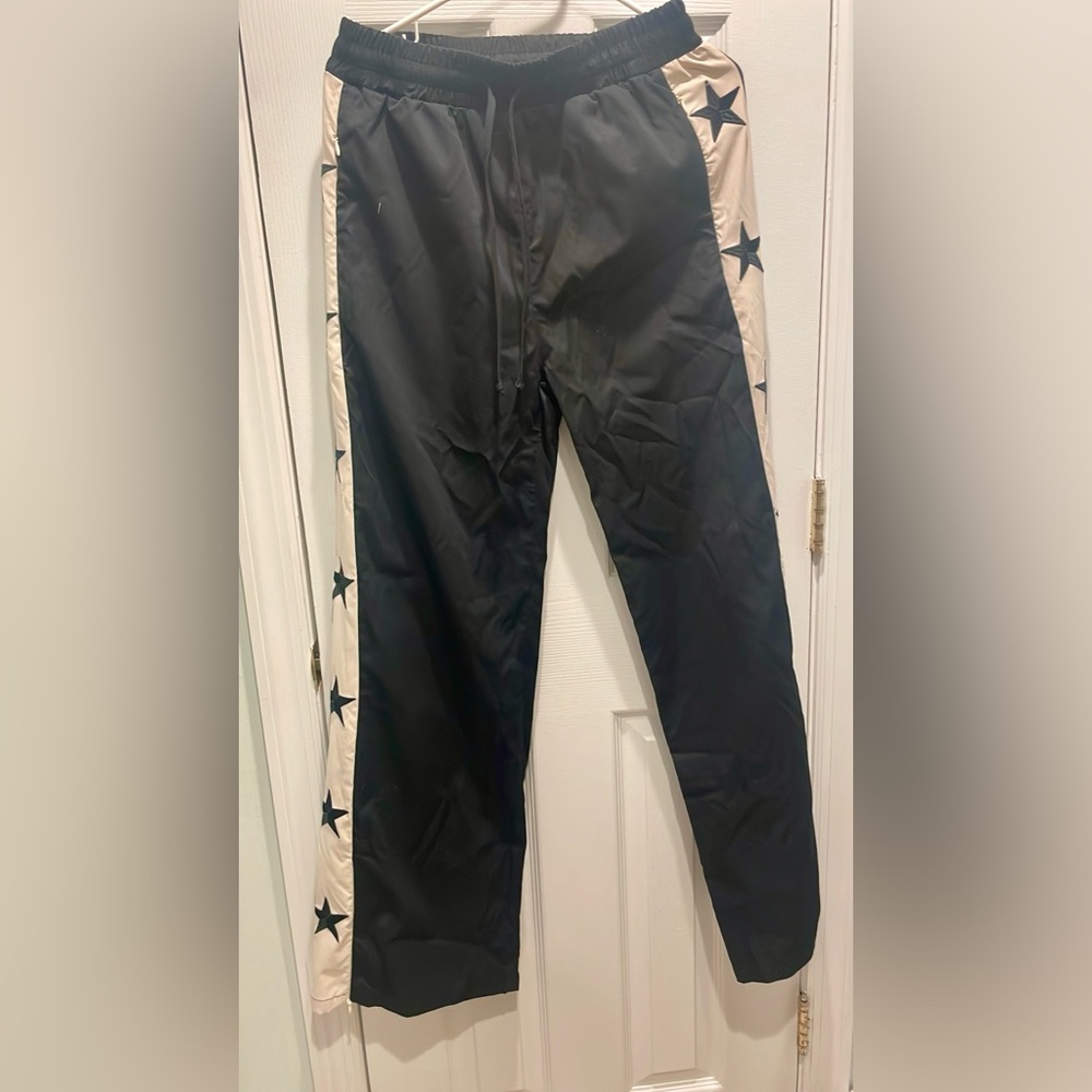 The Fashion Bar Black Pants with Star strip